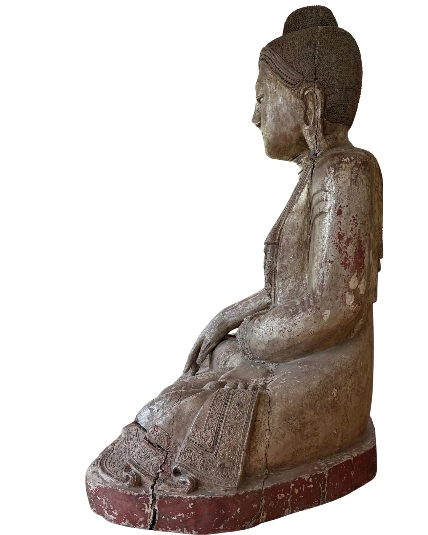 Buddha profile wood Burmese Mandalay style side view