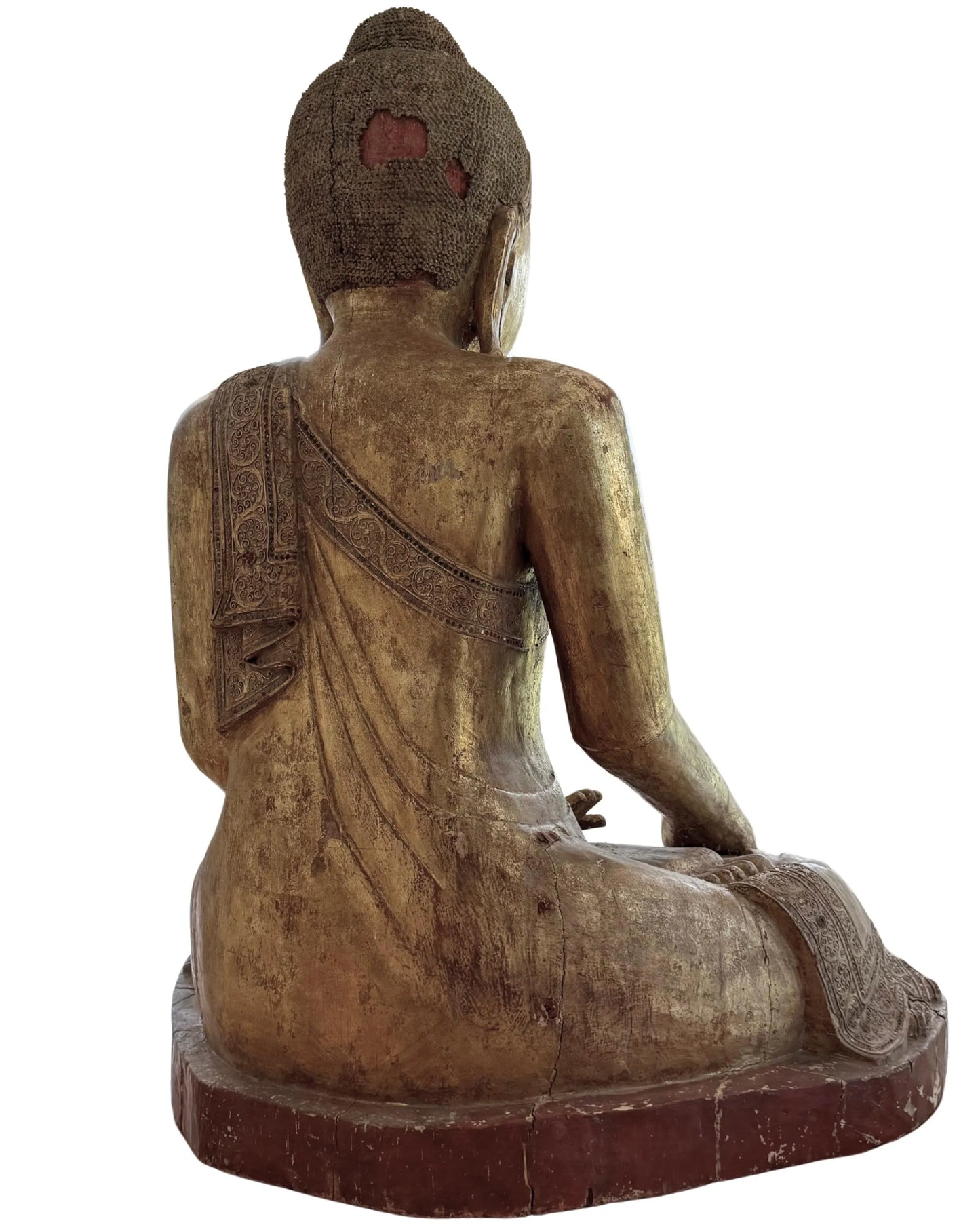 Wooden Buddha back Mandalay Burma hand-carved sculpture