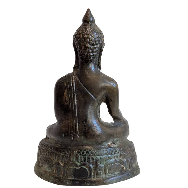 Buddha Shakyamuni in earth touch mudra made of bronze