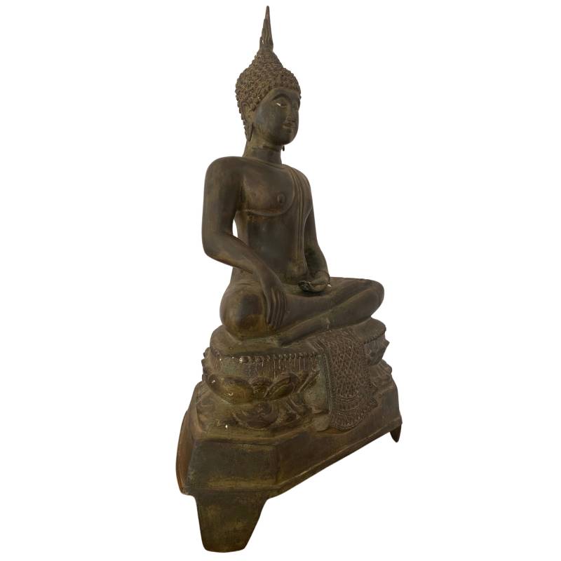 Large Thai temple statue of Buddha in bronze