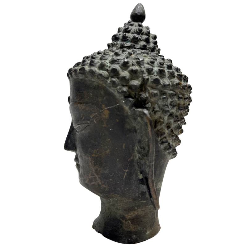 Buddha head bronze Himalaya spiritual aura natural patina