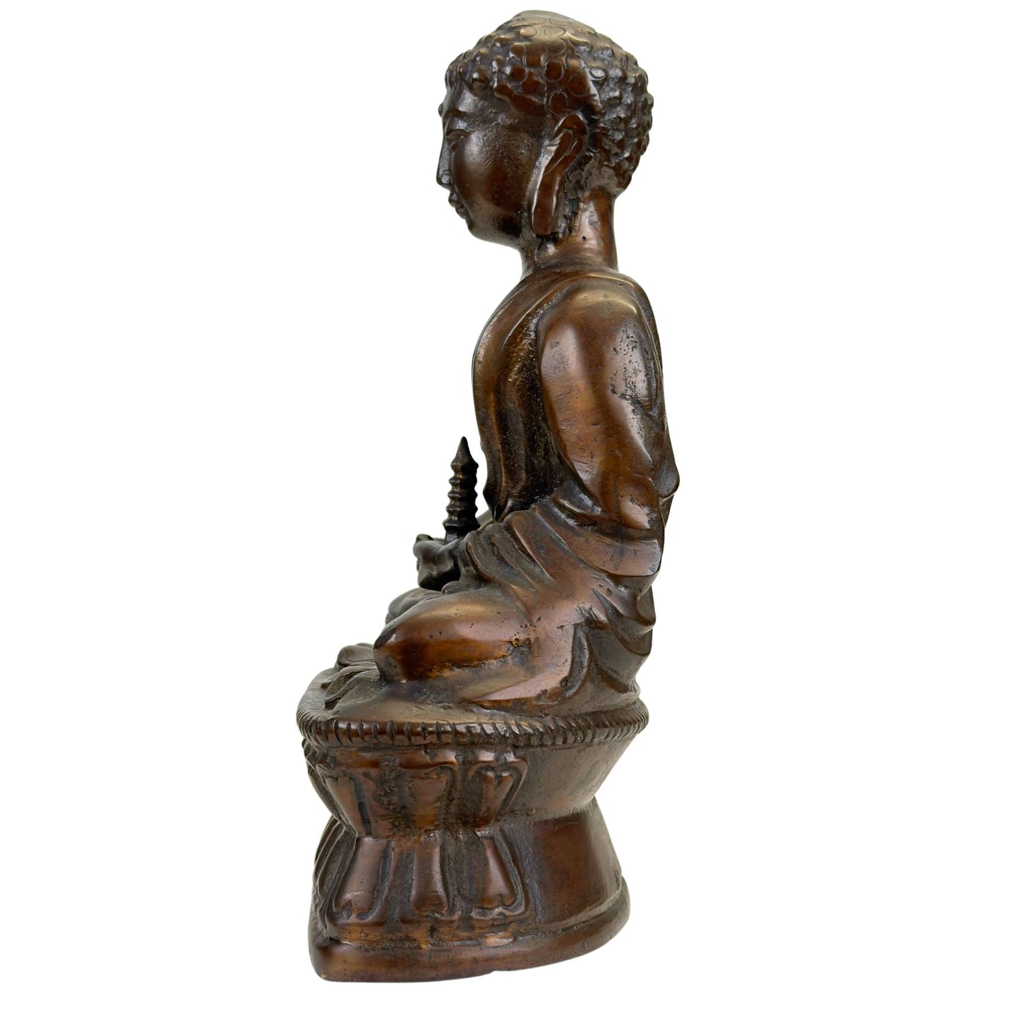 Buddhist altar statue in bronze with stupa attribute, symbol of enlightenment and protection