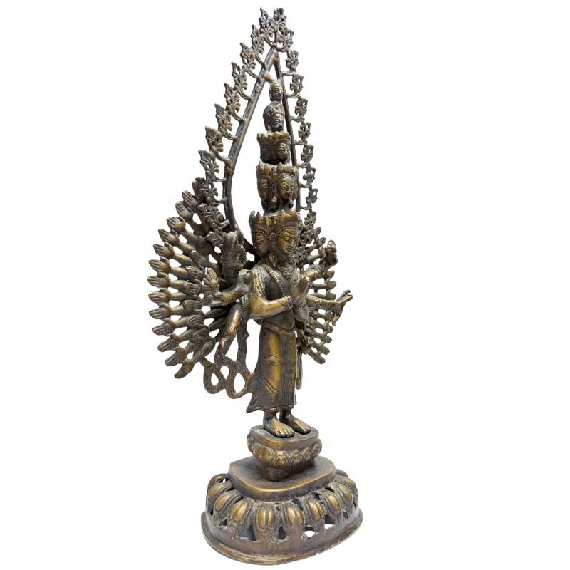 Bronze Avalokiteshvara with multiple arms in a standing position