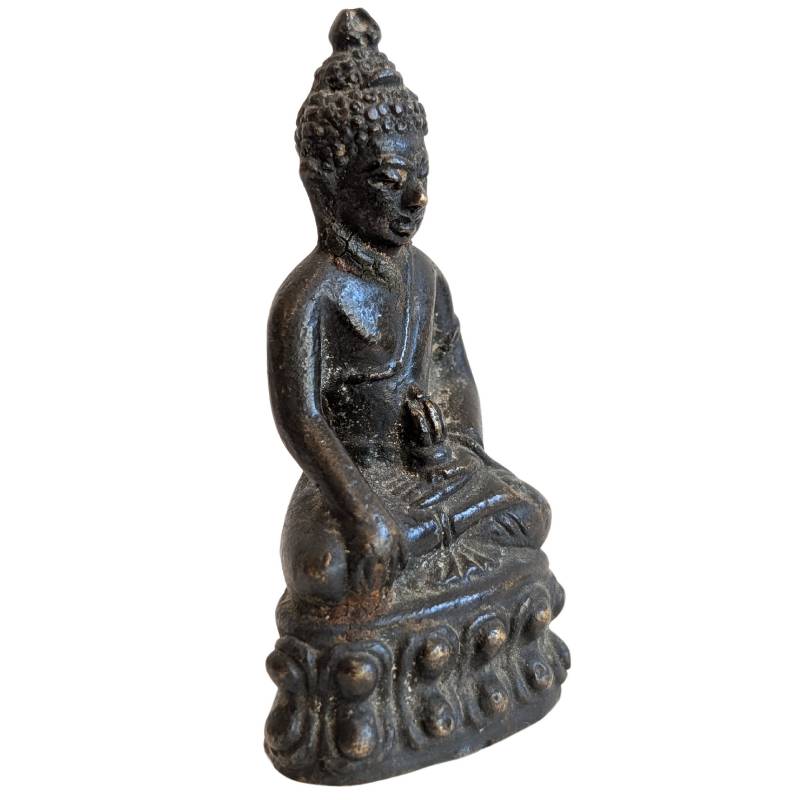 Buddhist travel statue with bronze kalasha