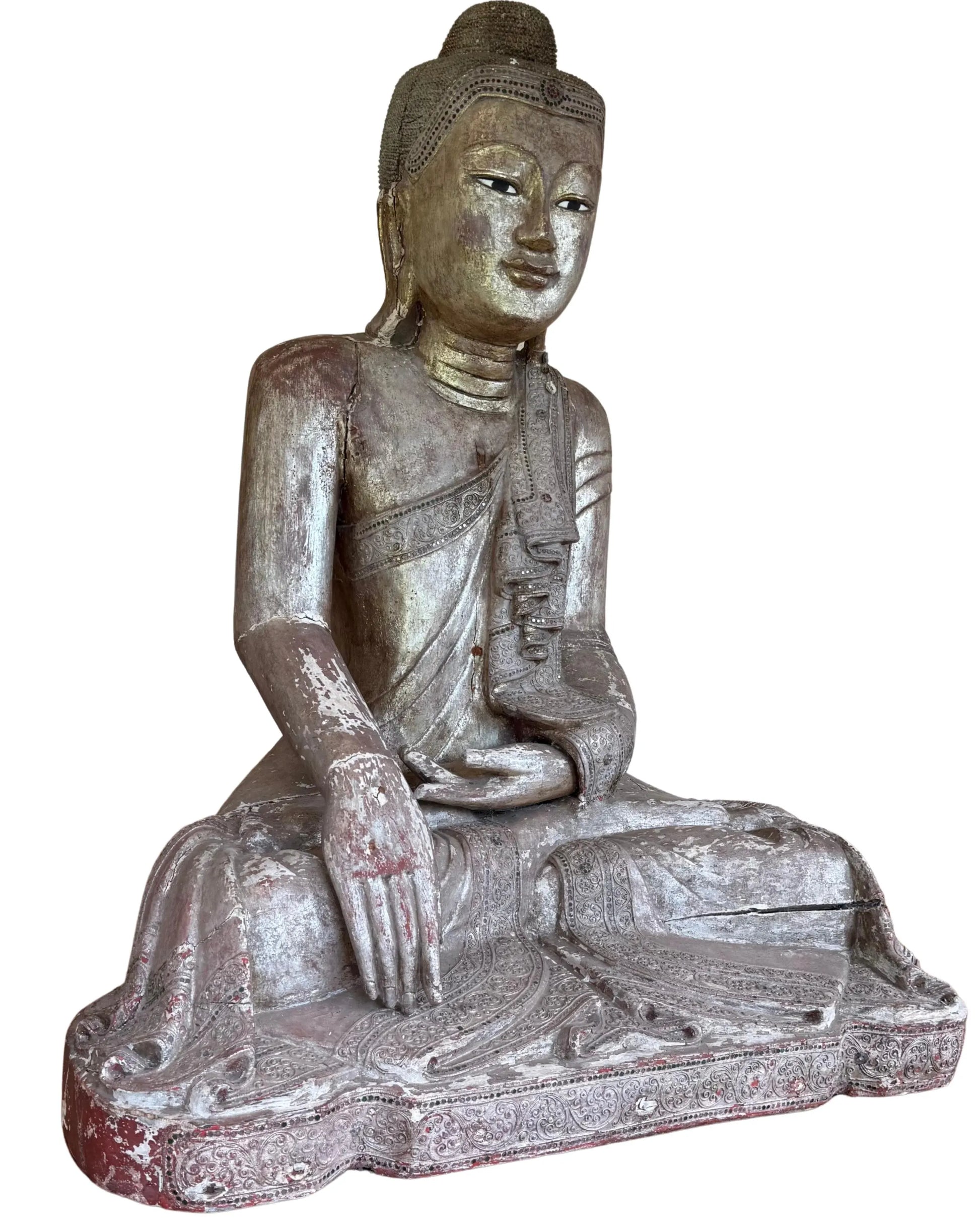Buddhist sculpture wood large Myanmar interior object