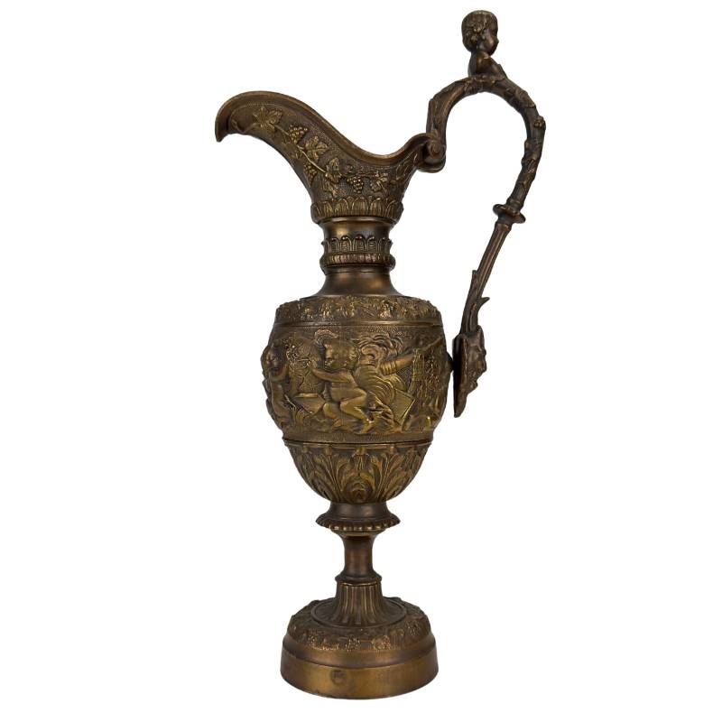 bronze Bacchus Ewer Putti relief classical ornamental jug