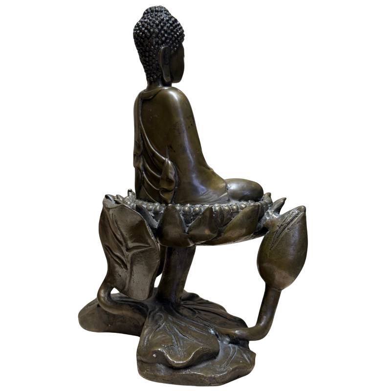Bronze Buddha statue from the early twentieth century with a heavy, solid design