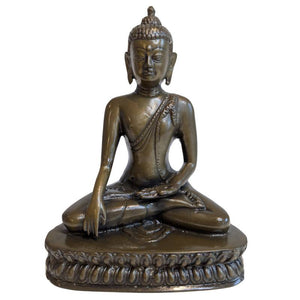 Bouddha de bronze sur socle en lotus