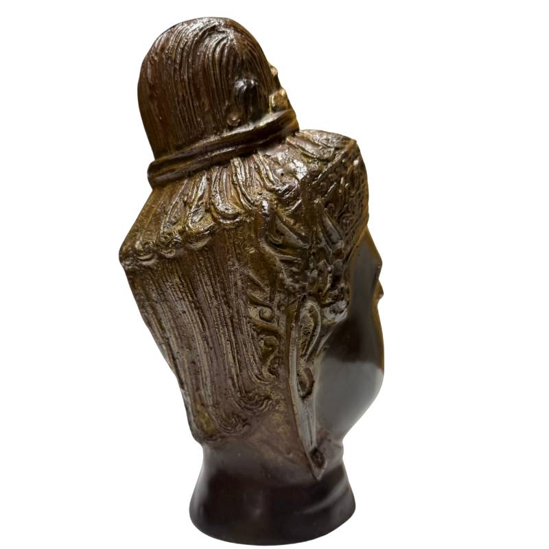 Bronze Buddha face as a symbol of inner stillness, calmness, and clear thinking