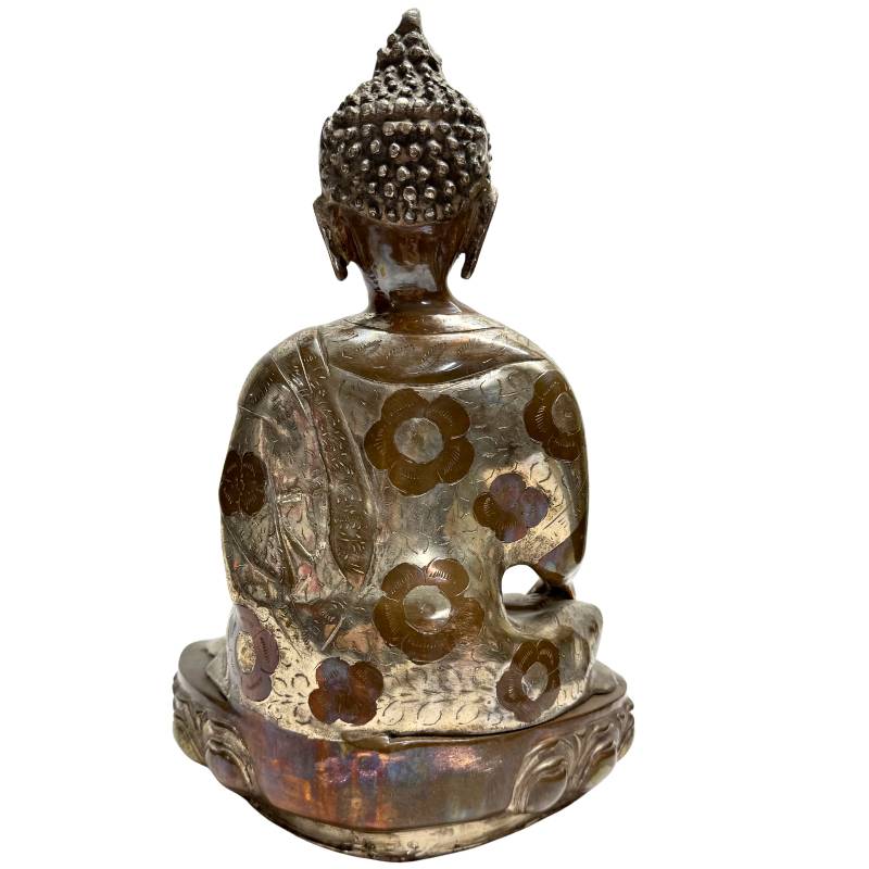 bronze Buddha bhumisparsha mudra Himalayan style traditional craftsmanship