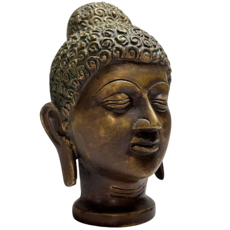 Bronze Buddha head India classical style statue