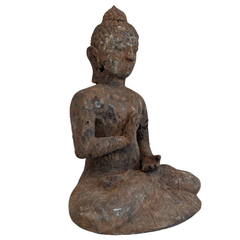 Bronze Buddha Myanmar authentic old Buddha statue meditation mudra