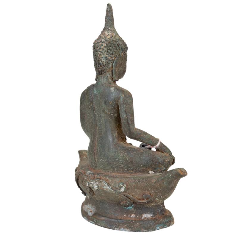 Bronze Buddha from Thailand on a lotus base in classic style