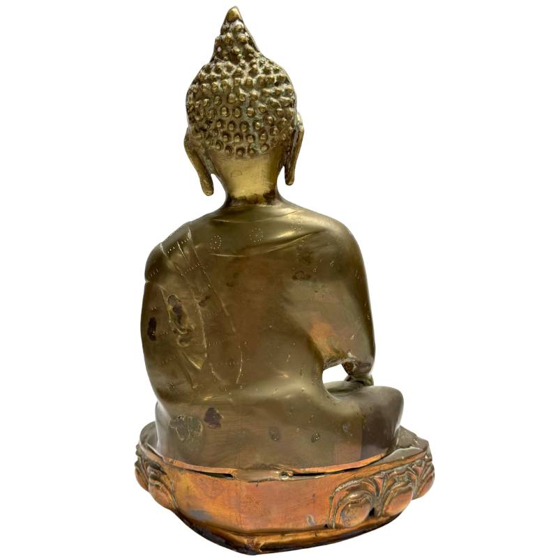 Bronze Buddha statue Sino-Tibetan bhumisparsha mudra authentic old statue