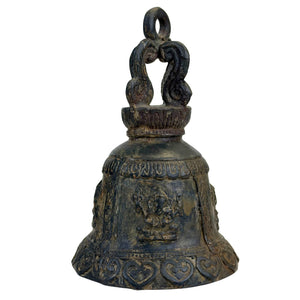 Cloche de temple Ganesha en bronze antique (Ghanta) – Inde (15 cm)