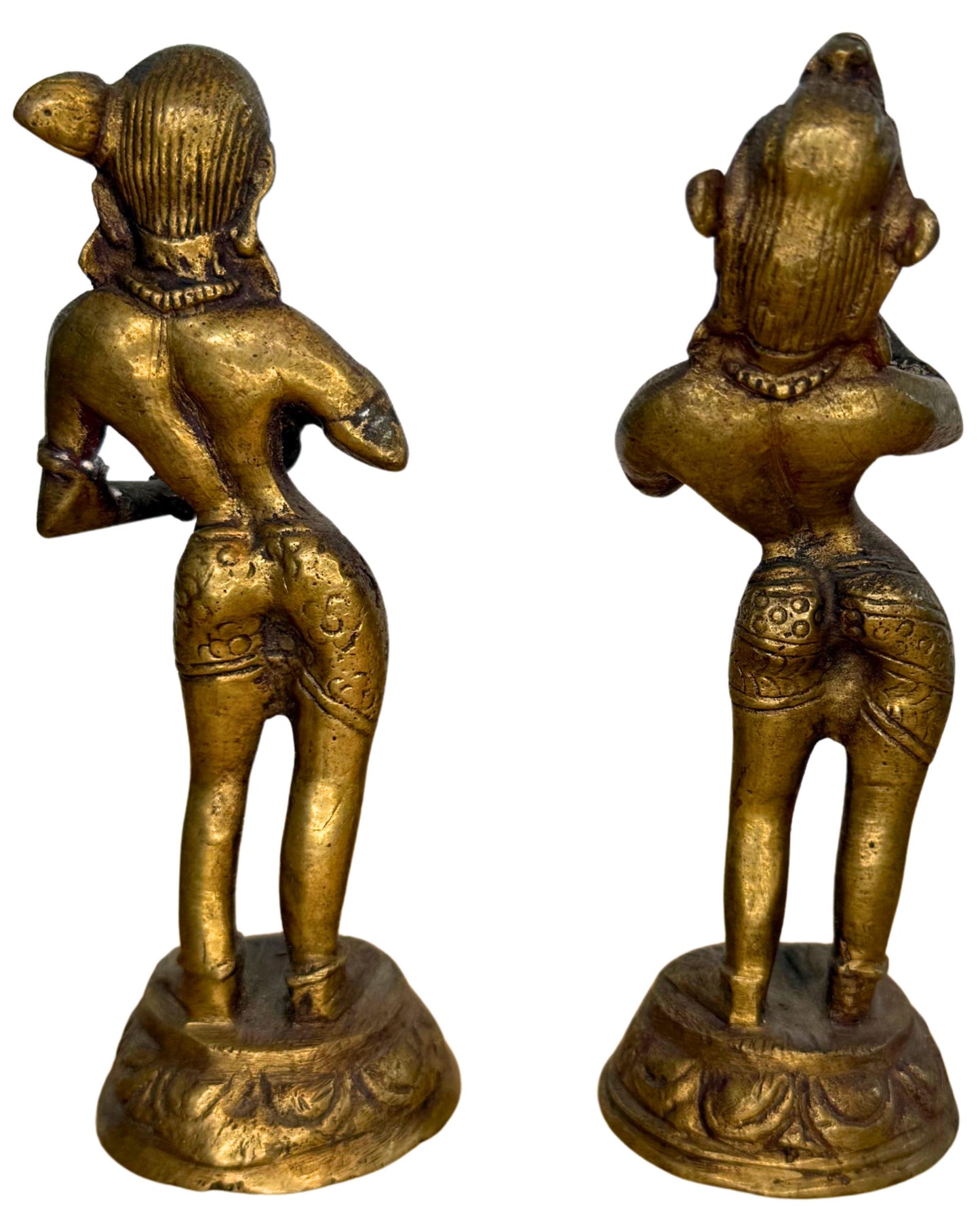 Bronze Hindu altar figures pair detail and finish