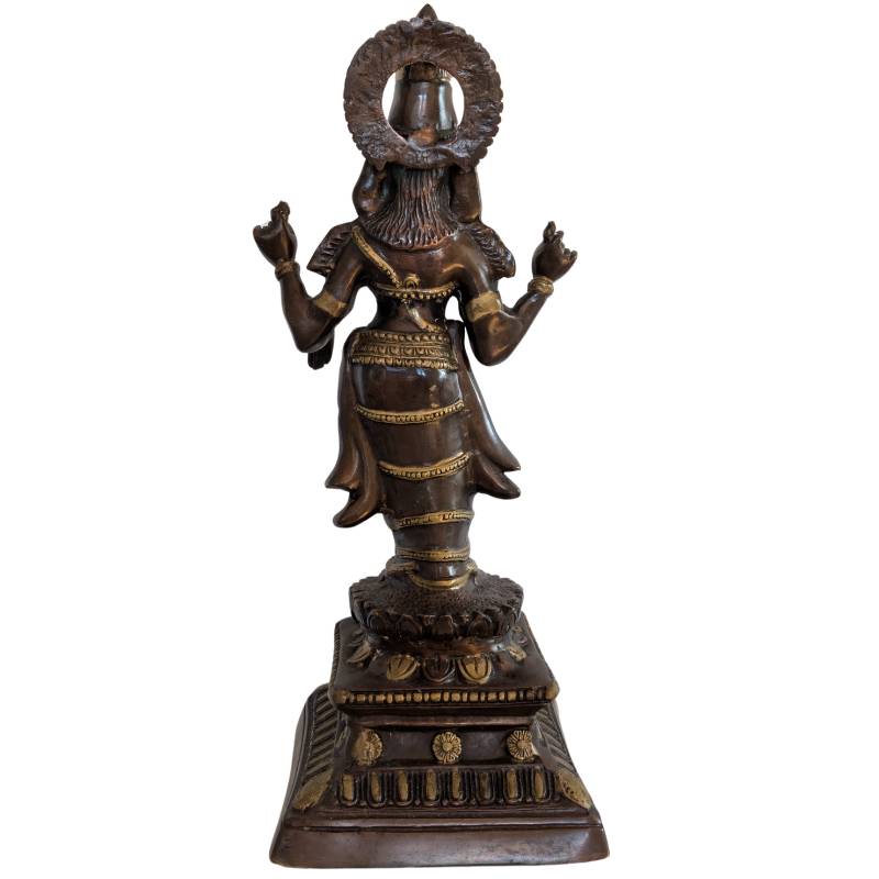 Bronze Lakshmi statue Hindu goddess India lotus figure