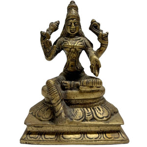 Statue de Lakshmi en bronze massif – Couleur or – Inde, vers 1950 – 11 cm