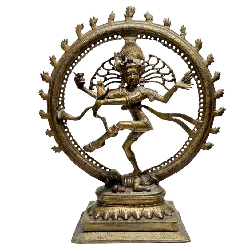Bronze Nataraja in dance pose within cosmic circle, Indian temple style