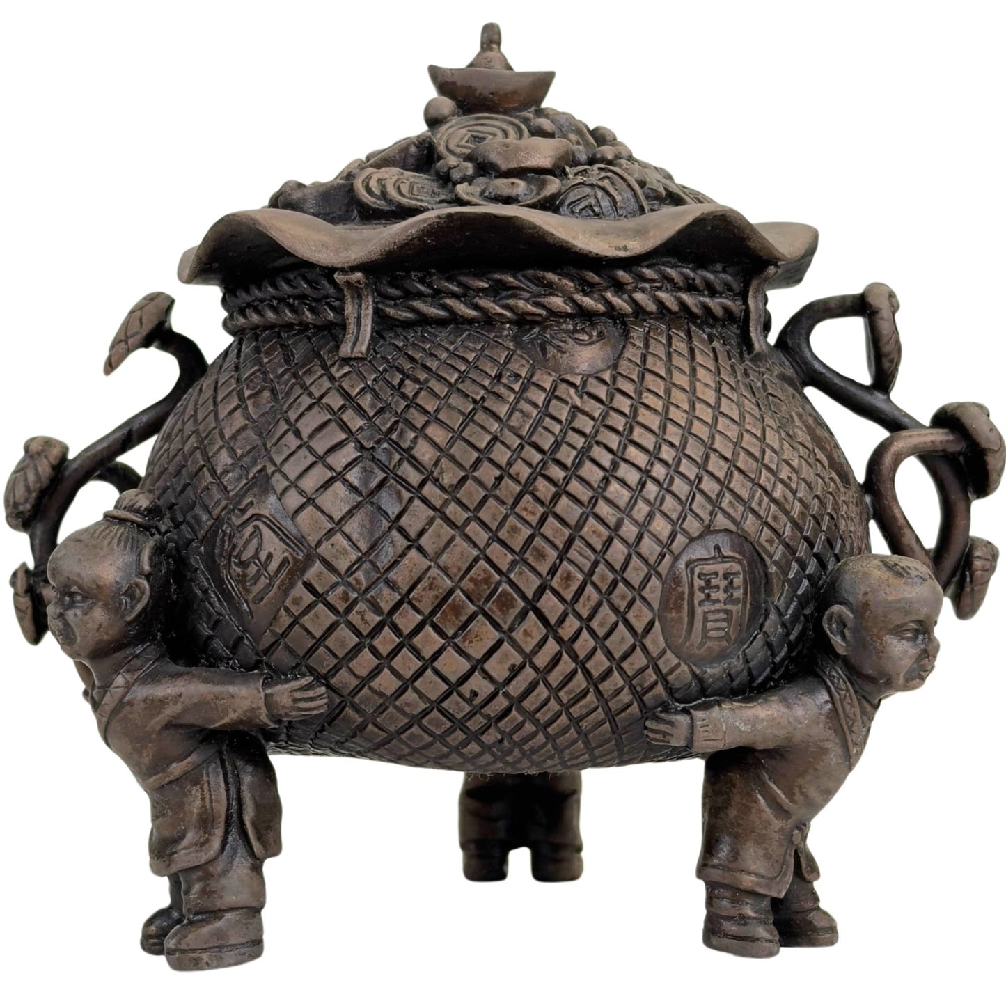 Bronze treasure pot with Fu symbol and carrying children