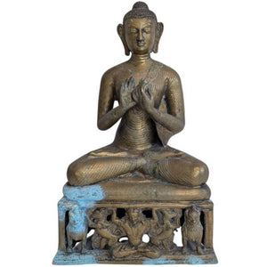 Bouddha Shakyamuni assis avec mudra de prédication – statue de temple en bronze