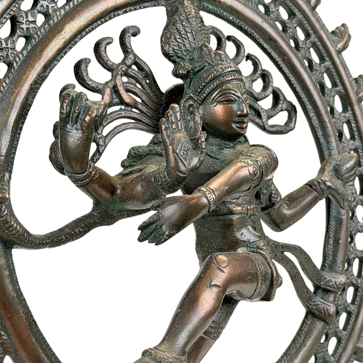 Bronze Shiva Nataraja statue with Apasmara demon under the foot and powerful Hindu symbolism