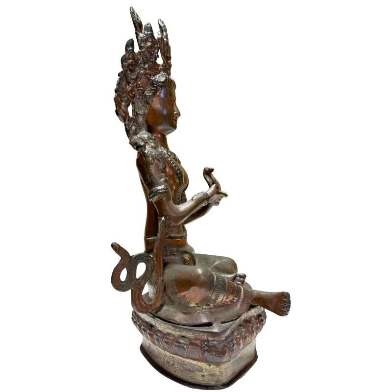 Antique Himalayan Tara bronze statue with natural patina
