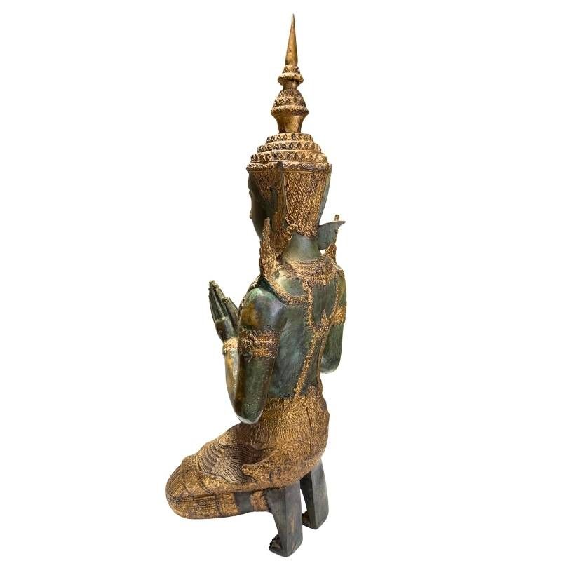 Set of antique Thai bronze temple guardians with a harmonious appearance