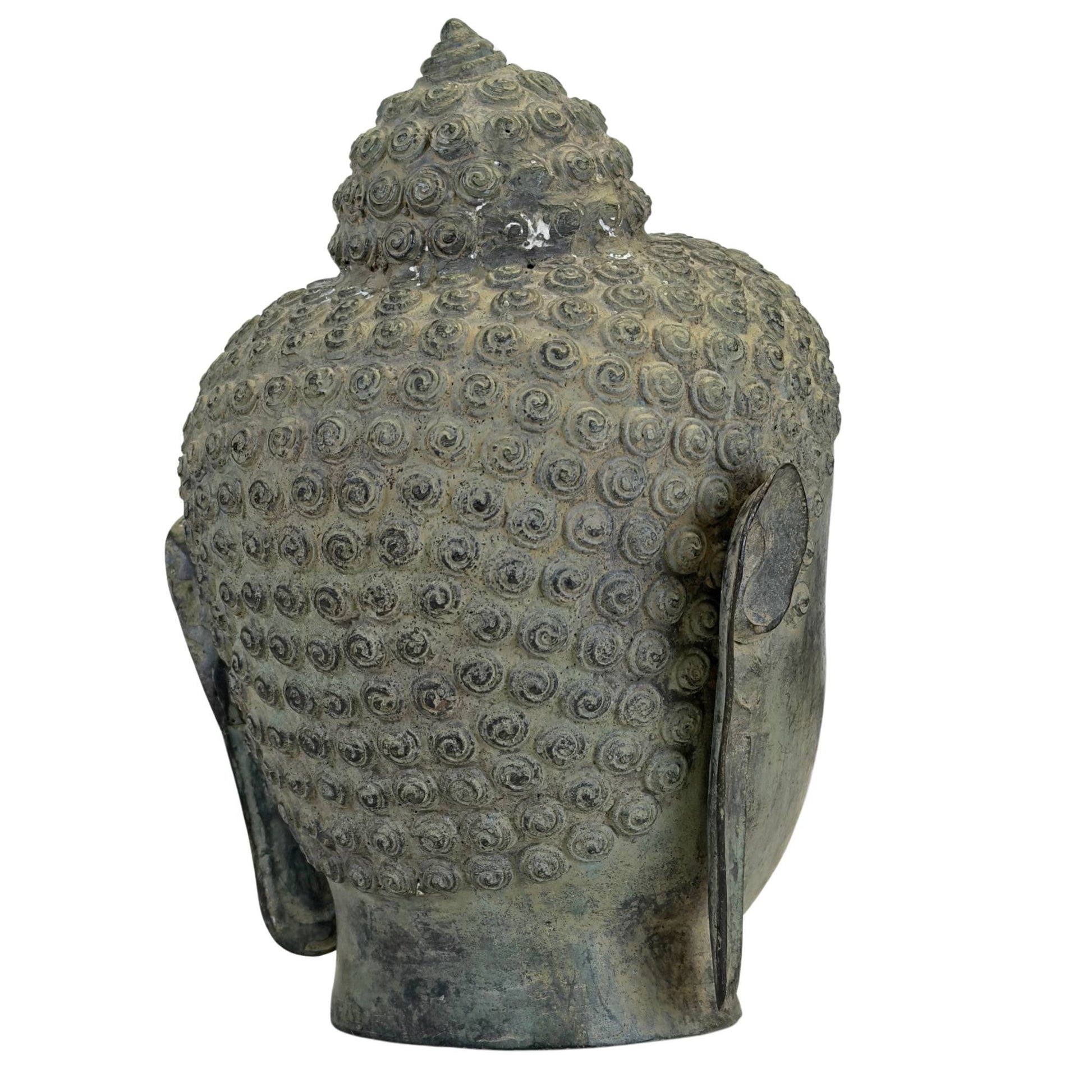 Spiritual bronze Buddha head in traditional U Thong style