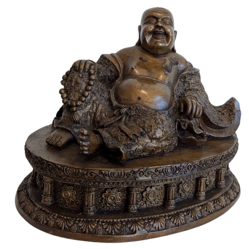 Chinese bronze Budai statue in a reclining position