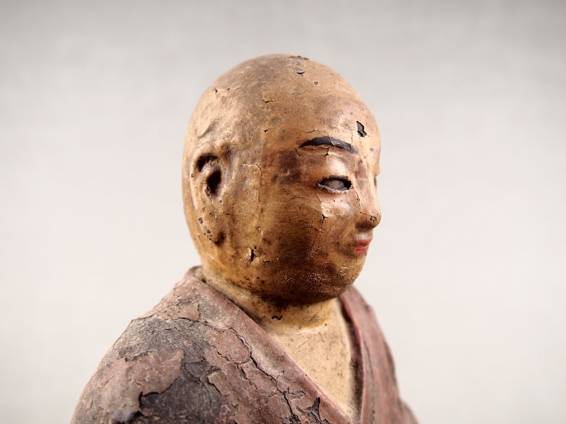 Wooden statue of a Japanese Buddhist monk
