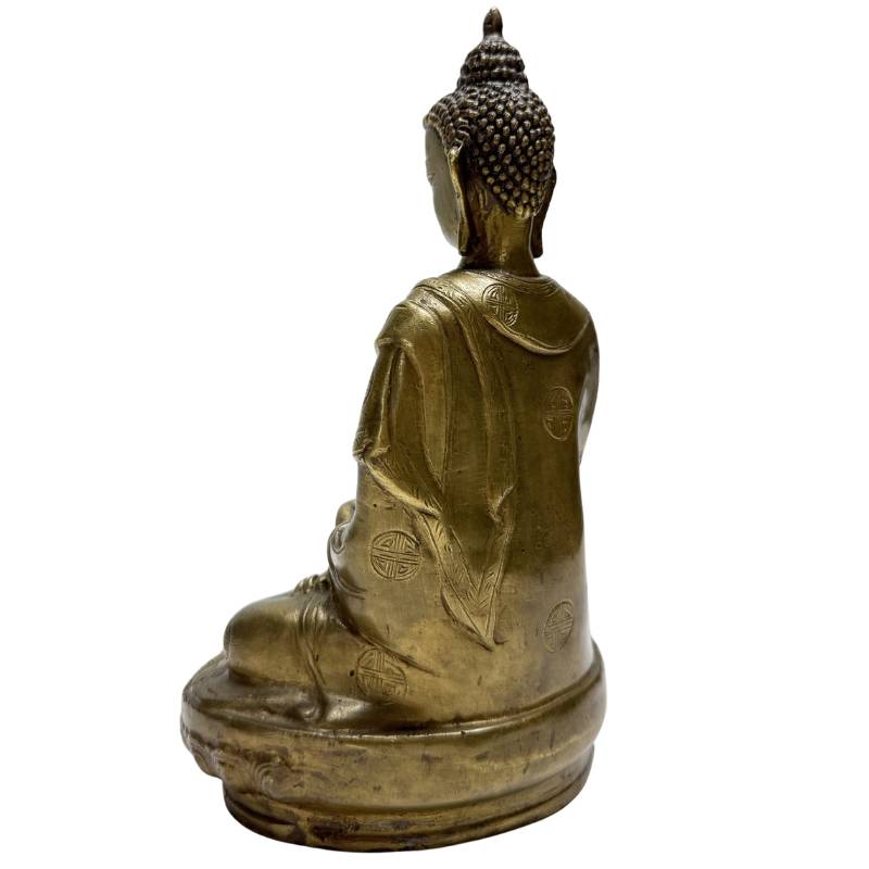 Chinese bronze meditation Buddha statue with natural aged patina