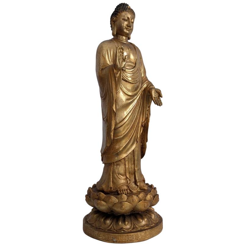Chinese Buddha statue in gilded bronze with Abhaya mudra