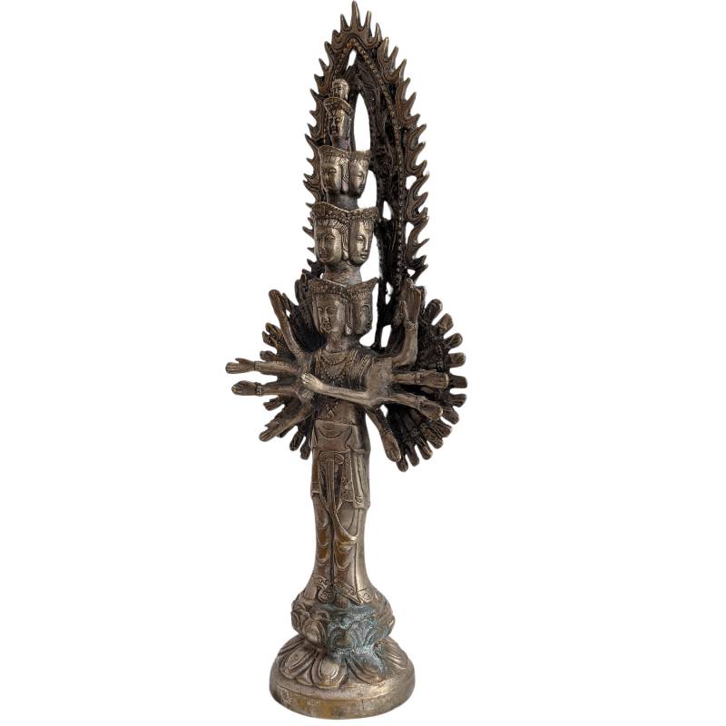 Bronze Guanyin Avalokiteshvara from China with esoteric iconography, Qing dynasty