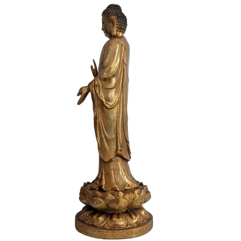 Chinese devotional Buddha statue in gilded bronze