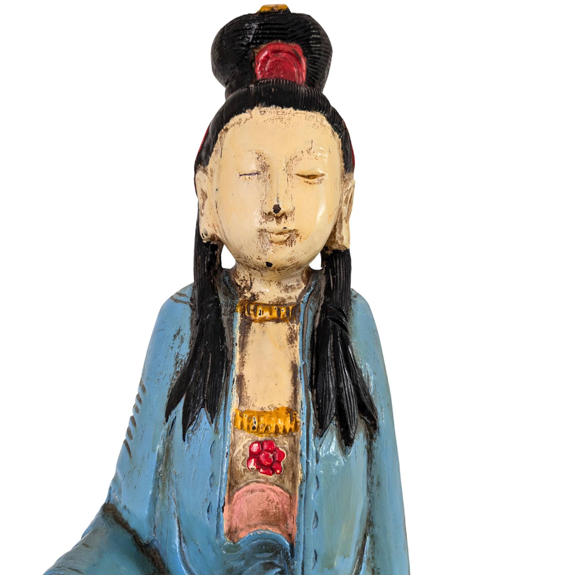 Antique Chinese wooden bodhisattva Kwanyin