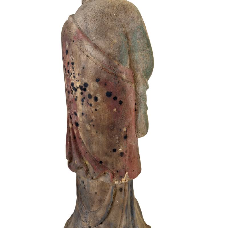 Chinese Buddha wood sculpture with antique polychromy