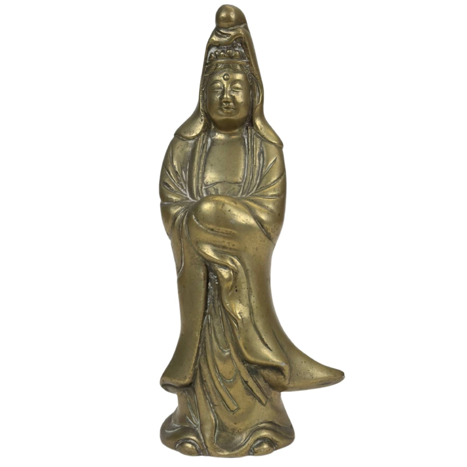 Chinese bronze Guanyin statue with symbolism of compassion and protection
