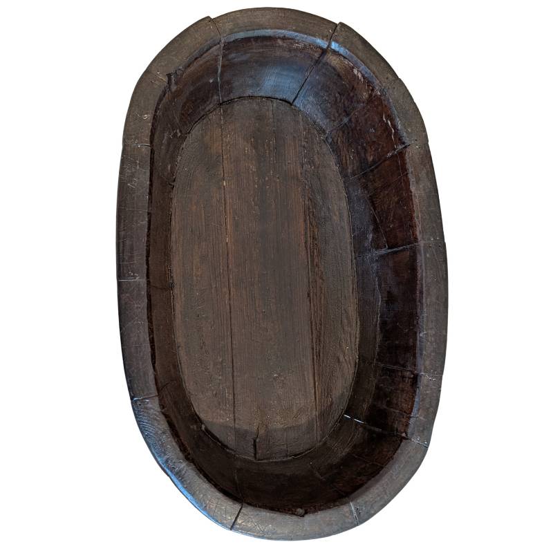 Chinese wooden trough in the shape of a dough bowl