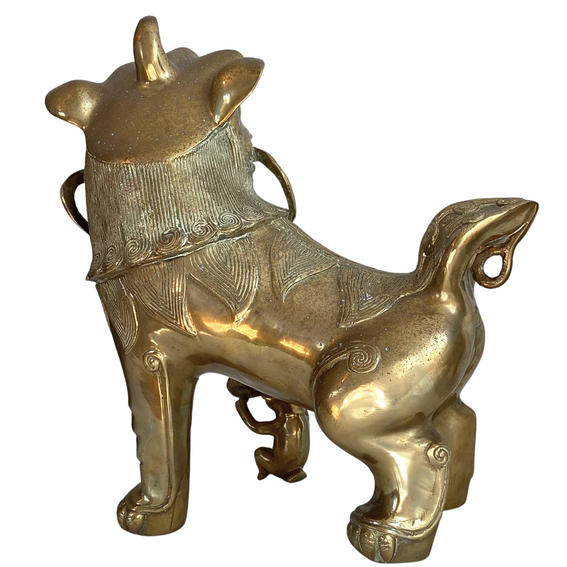 Chinese lions bronze antique 19th century luxury home accessories 1stBuddha
