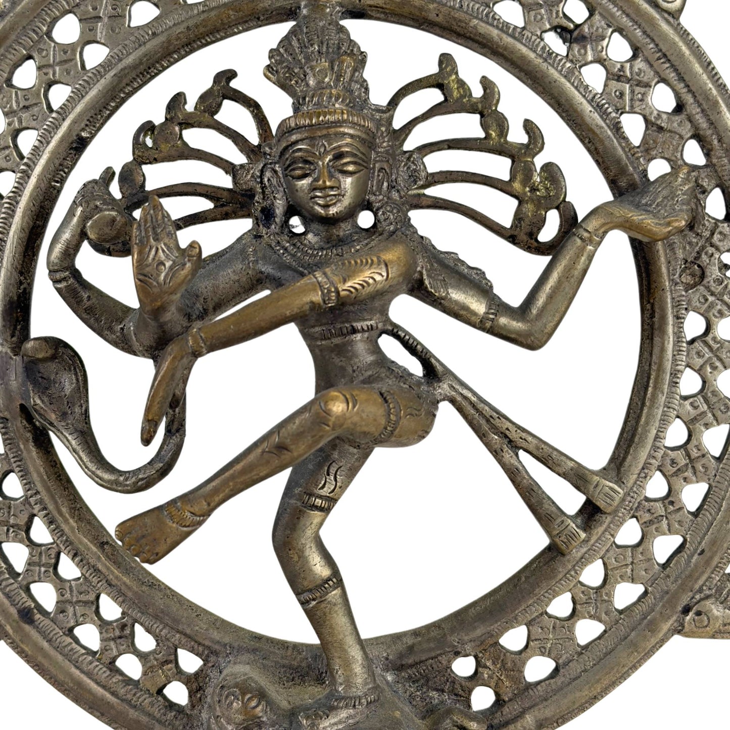 Close-up of bronze Shiva Nataraja Hindu deity with fine facial details