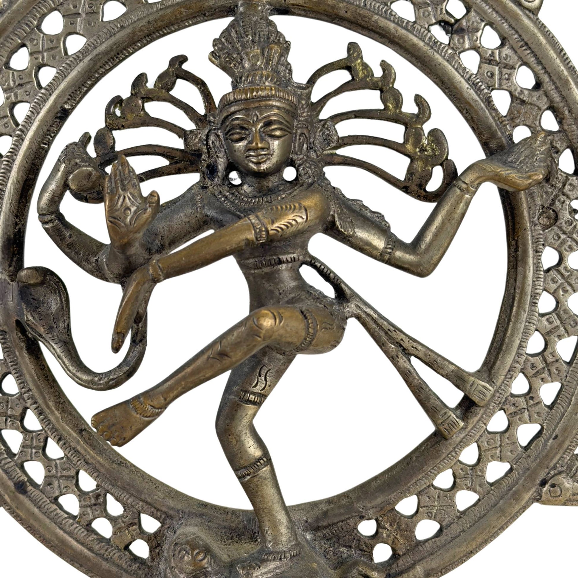 Close-up of bronze Shiva Nataraja Hindu deity with fine facial details