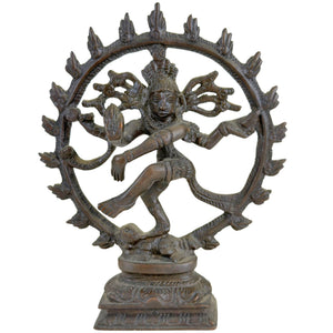Statuette compacte en bronze de Shiva Nataraja – Figurine d'autel indienne – 14,5 cm