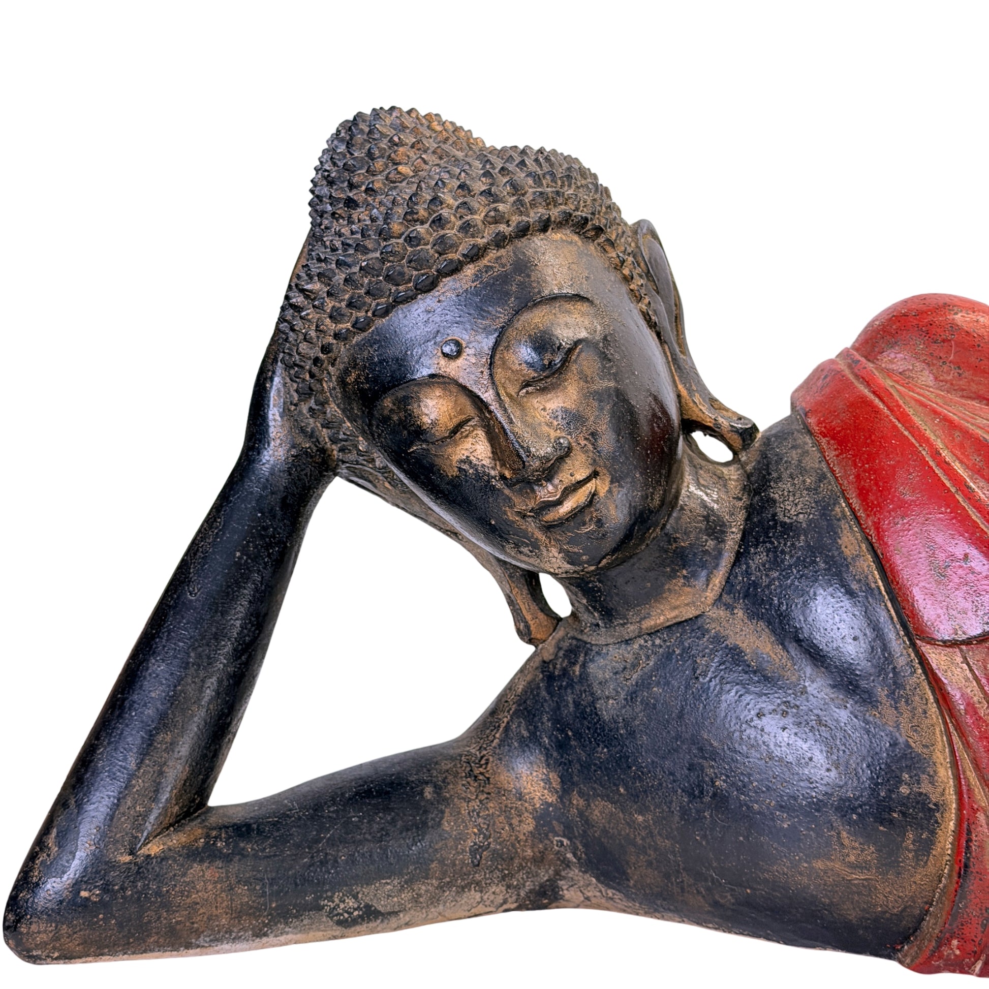 Detail of the serene face of the 19th-century Burmese Buddha