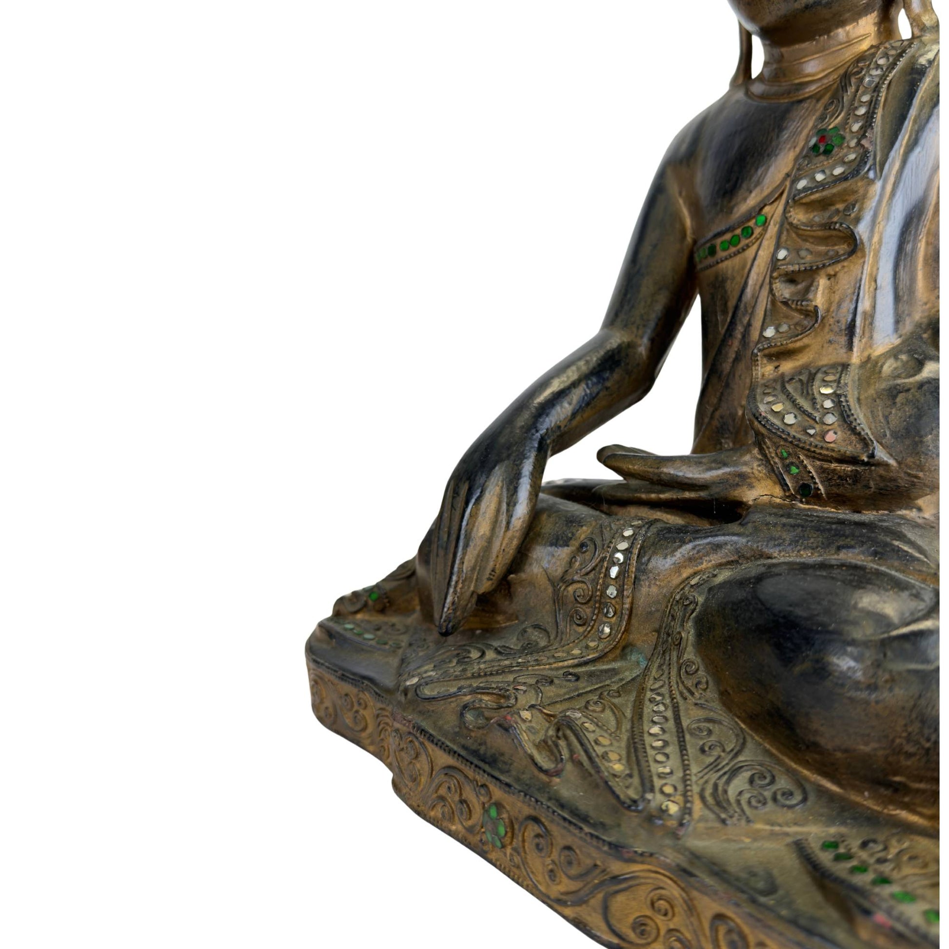 Detail of traditional glass inlay on Mandalay Buddha
