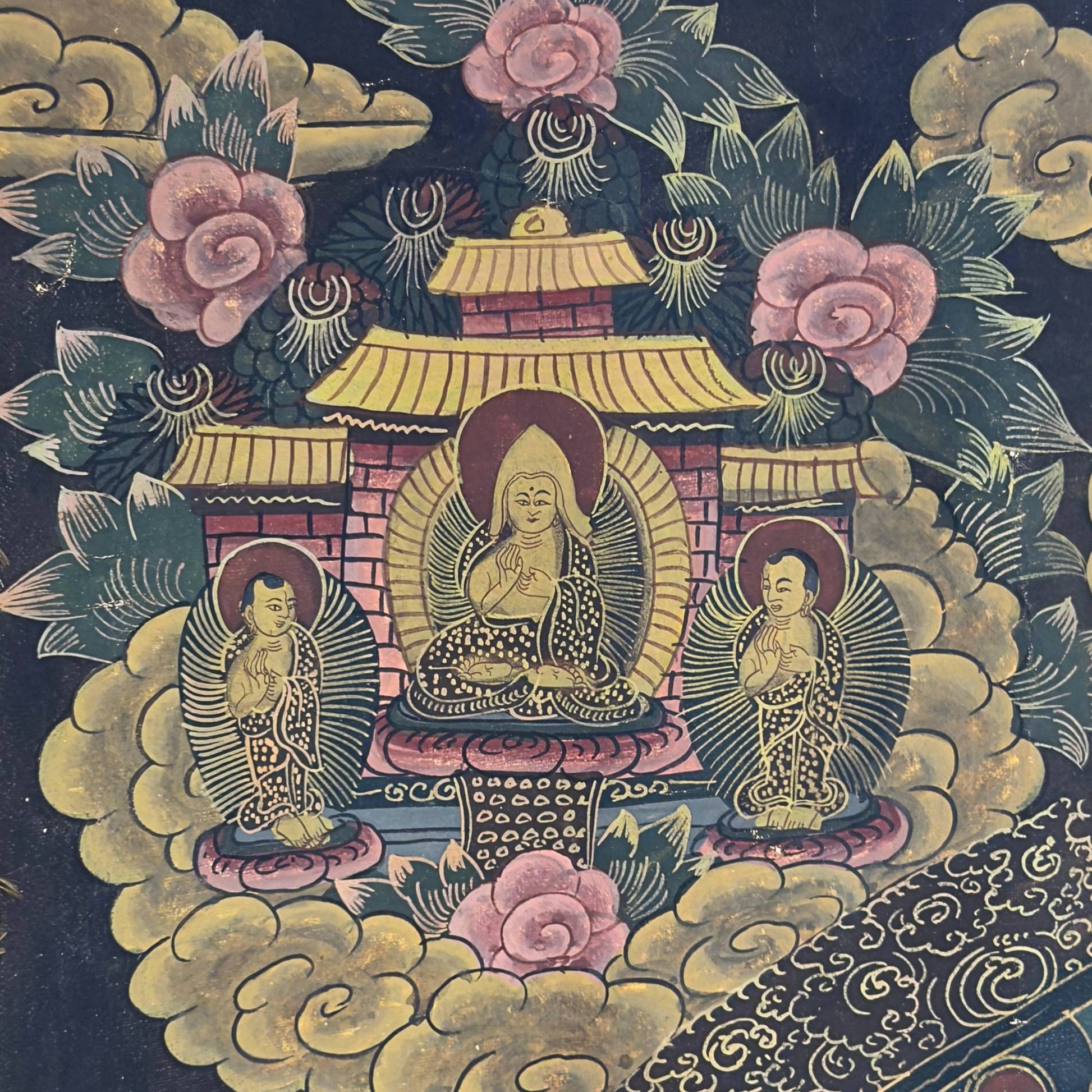 Close-up of the Jianding (鉴定) wax seal on the back of the Thangka