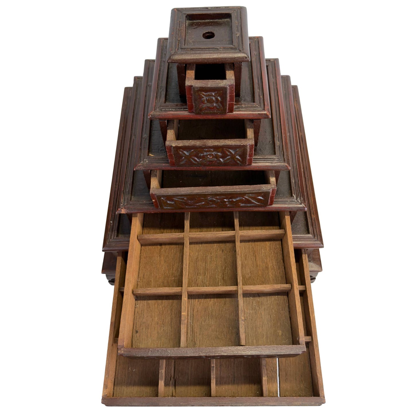 Detail of the compartment division in a Japanese medicine cabinet