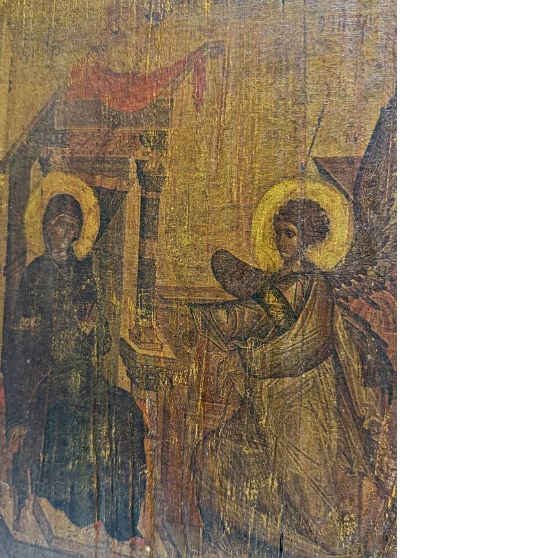 Archangel Gabriel and Virgin Mary, Byzantine style, egg yolk tempera on wood