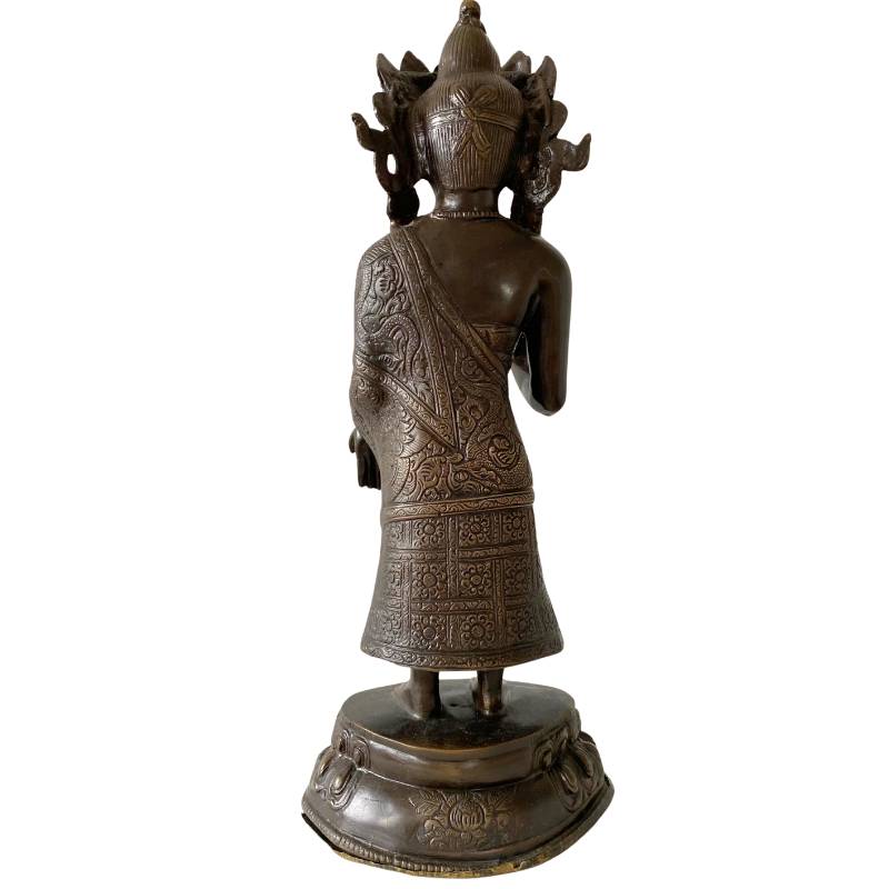 Dipankara standing Buddha statue in bronze