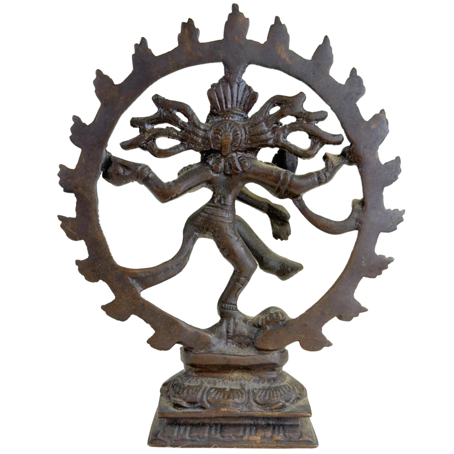 Dark brown bronze Nataraja figurine with a subtle patina and fine details